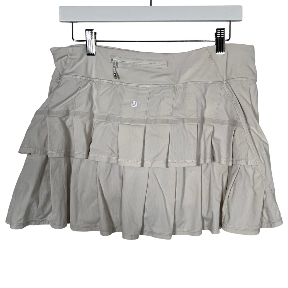 Lululemon Skirt Pace Setter Ruffle Pleated Mini Skort White Tennis Skirt 10 Tall